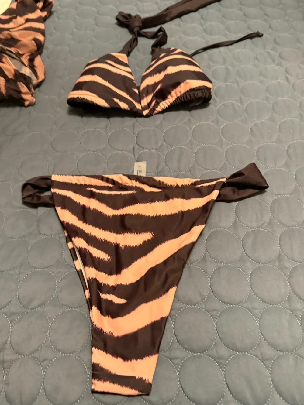 Women’s Zebra-Print Bikini Set with Cover-Up - Black & Pink.